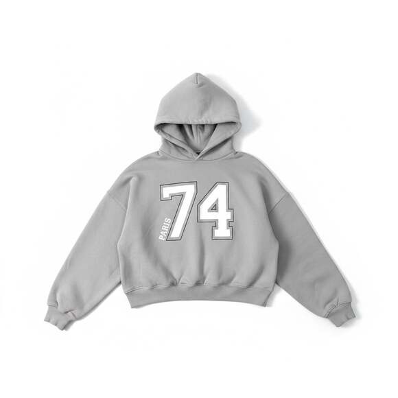Zara Tops - Gray “Paris 74” Cropped Hoodie Junior Size S/M